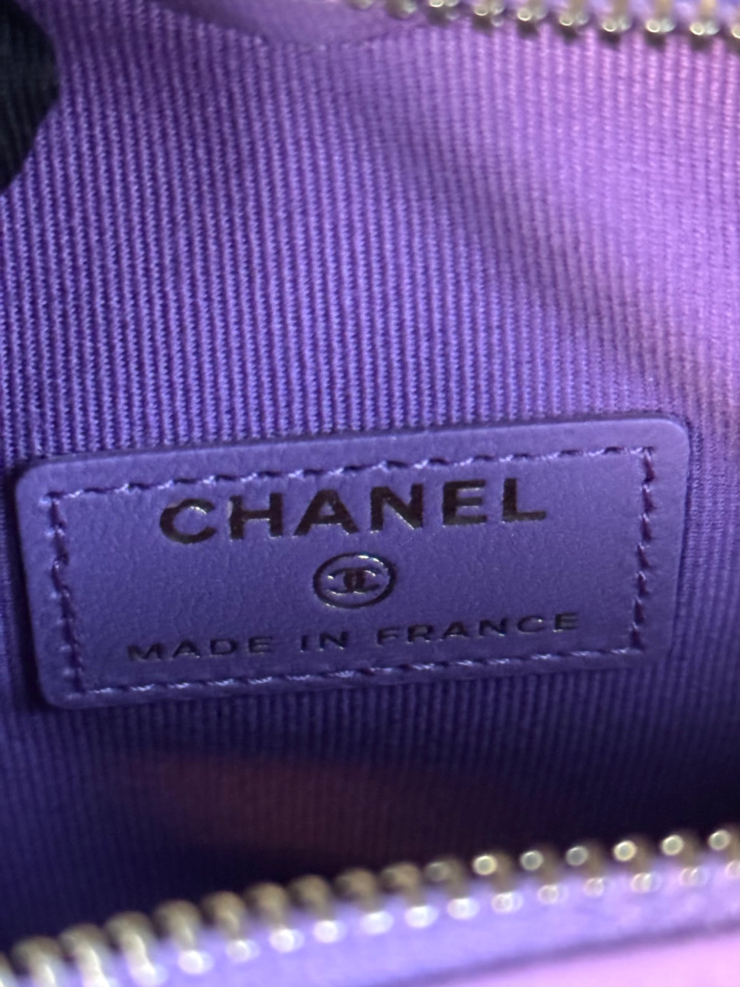 Pre-owned Chanel CC In Love Small Purple Leather Heart Bag