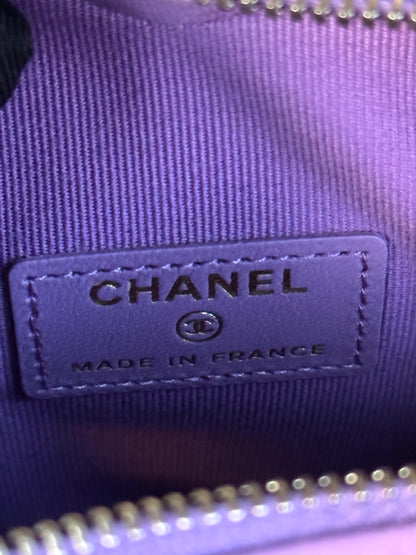 Pre-owned Chanel CC In Love Small Purple Leather Heart Bag