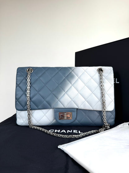 Pre-owned Chanel 2.55 Reissue Maxi 227 Misty Blue Degrade Lambskin Flap Bag