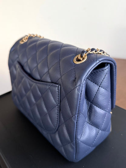 Pre-owned Chanel Rock The Corner Small Navy Leather Flap Bag
