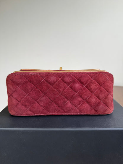 Pre-owned Chanel 2.55 Reissue Small 224 Burgundy Suede Flap Bag