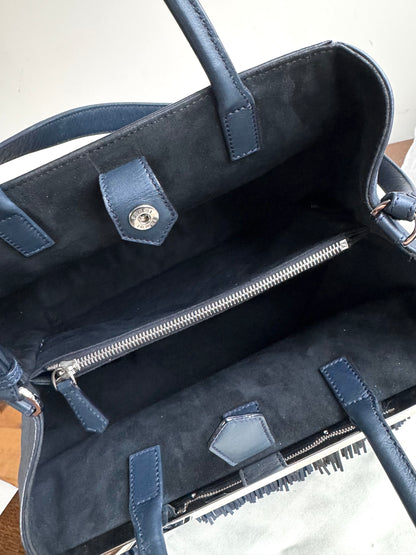 Pre-owned Fendi 2Jours Navy Blue Fringed Leather Bag