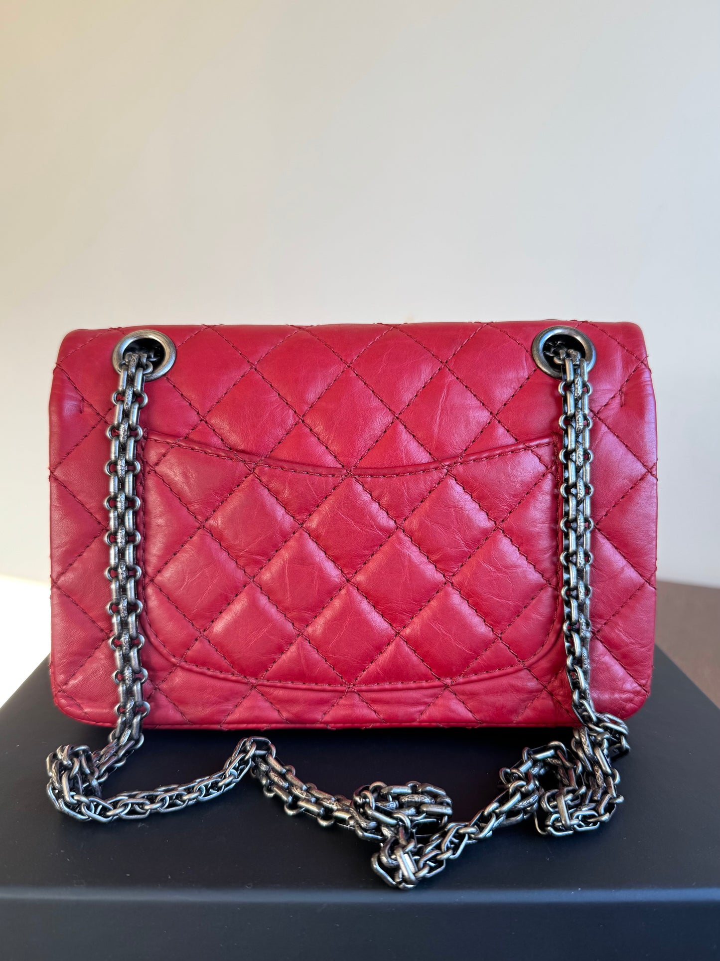 Pre-owned Chanel 2.55 Reissue Small 224 Red Leather Flap Bag