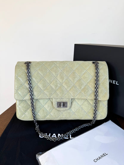 Pre-owned Chanel 2.55 Reissue Large 226 Pistachio Green Nubuck Flap Bag