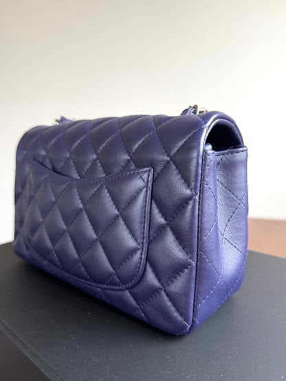 Pre-owned Chanel Timeless Mini Rectangle Purple Leather Bag