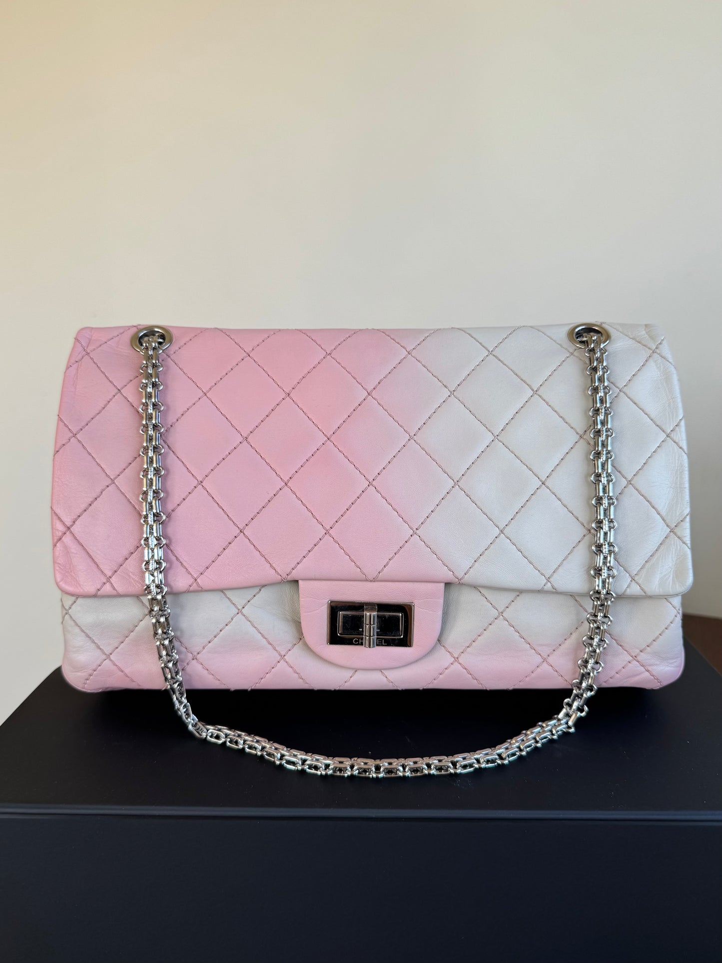 Pre-owned Chanel 2.55 Reissue Maxi 227 Rose Degrade Lambskin Flap Bag