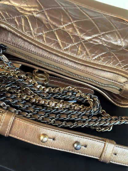 Pre-owned Chanel Gabrielle Small Bronze Leather Hobo Bag
