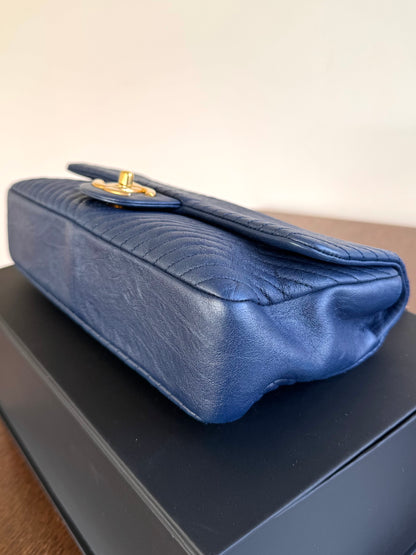 Pre-owned Chanel Timeless Standard Navy Calfskin Flap Bag