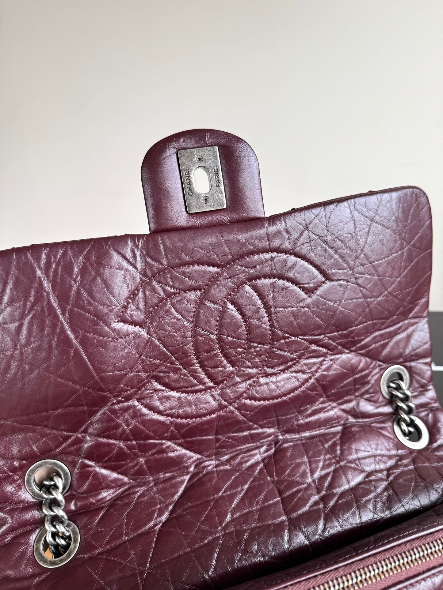 Pre-owned Chanel Portobello Burgundy Aged Calfskin Flap Bag