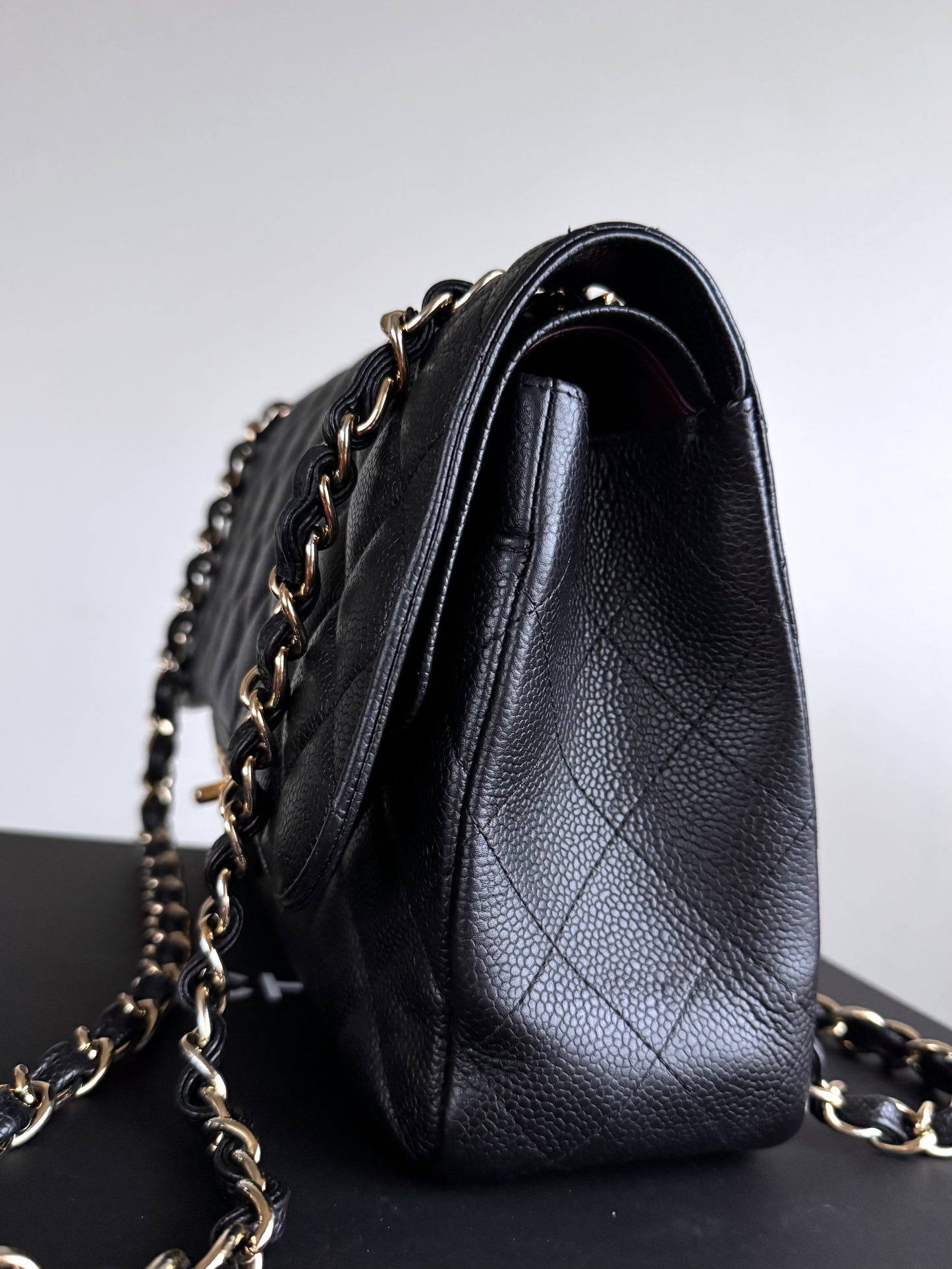 Pre-owned Chanel Timeless Classic Jumbo Black Caviar Flap Bag