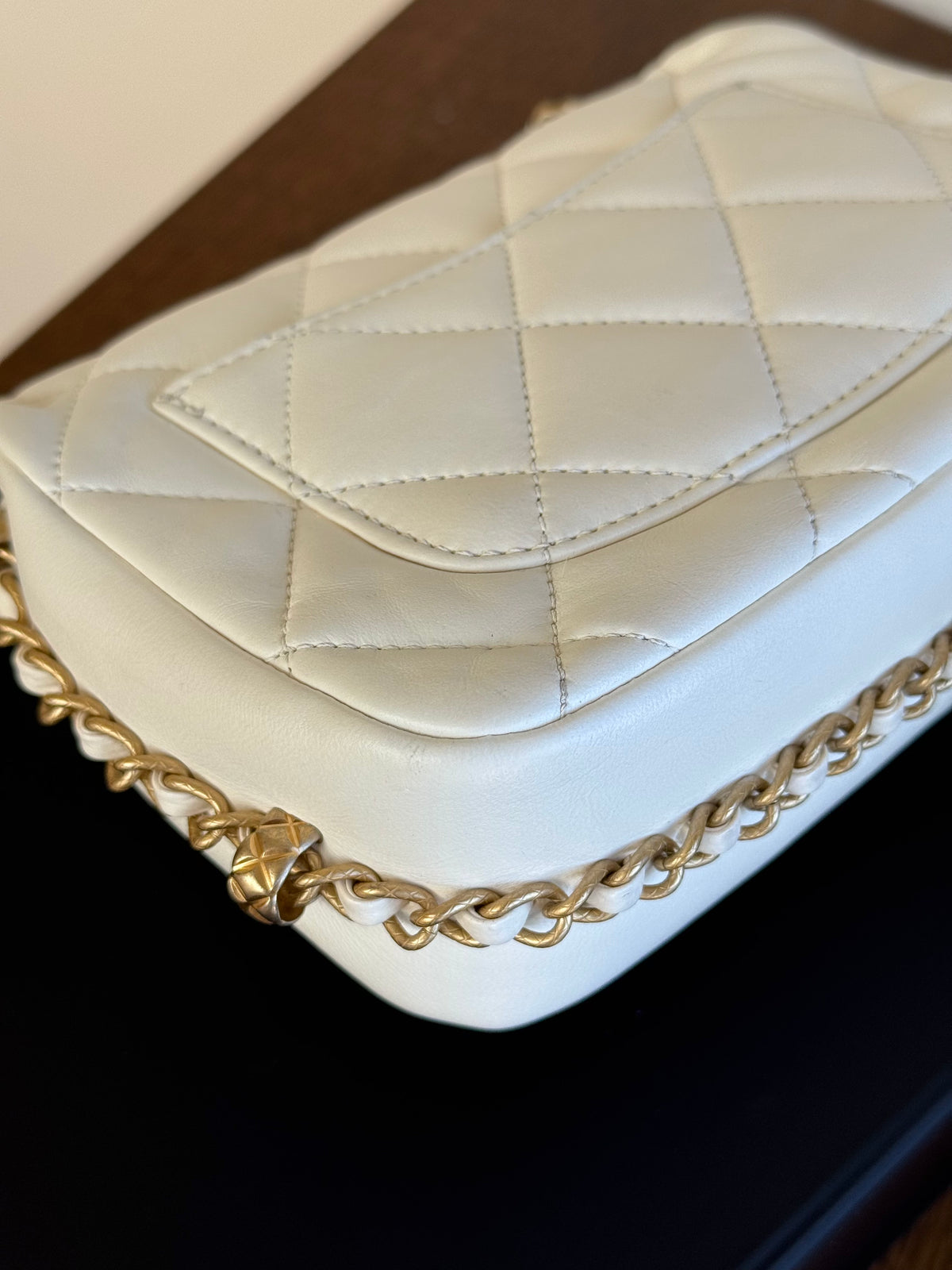 Pre-owned Chanel CC Mini Dynasty White Leather Flap Bag