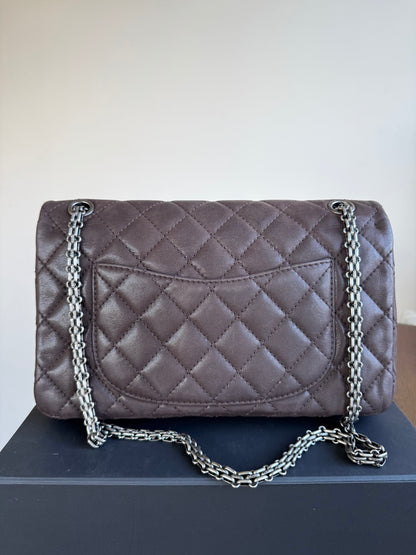 Pre-owned Chanel 2.55 Reissue Large 226 Chocolate Iridescent Leather Flap Bag