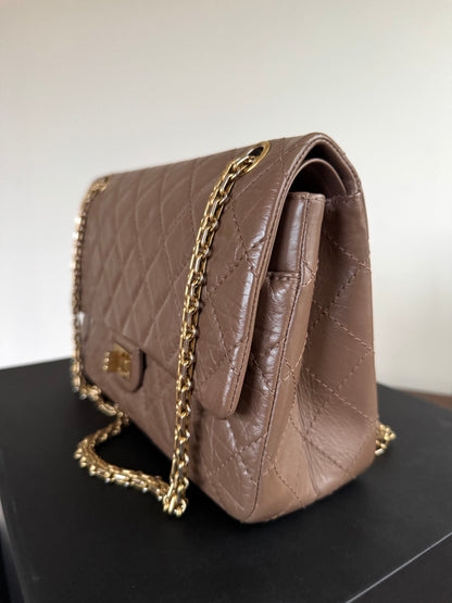 Pre-owned Chanel 2.55 Reissue Large 226 Taupe Leather Flap Bag