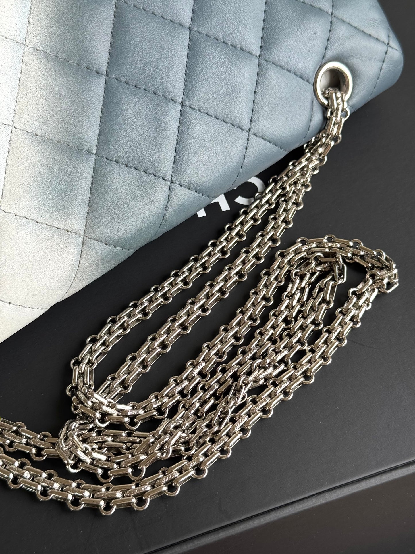 Pre-owned Chanel 2.55 Reissue Maxi 227 Misty Blue Degrade Lambskin Flap Bag