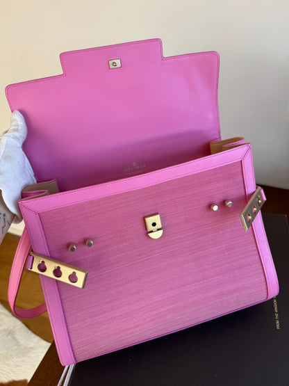 Pre-owned Delvaux Tempête GM Flamingo Pink Toile De Crin Leather Bag Limited Edition
