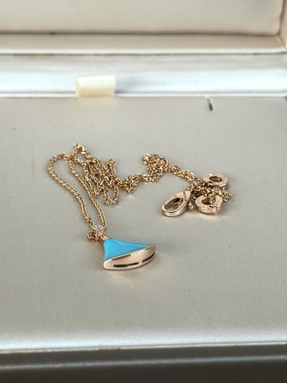 Pre-owned Bvlgari Divas Turquoise 18K Pink Gold Nacklace