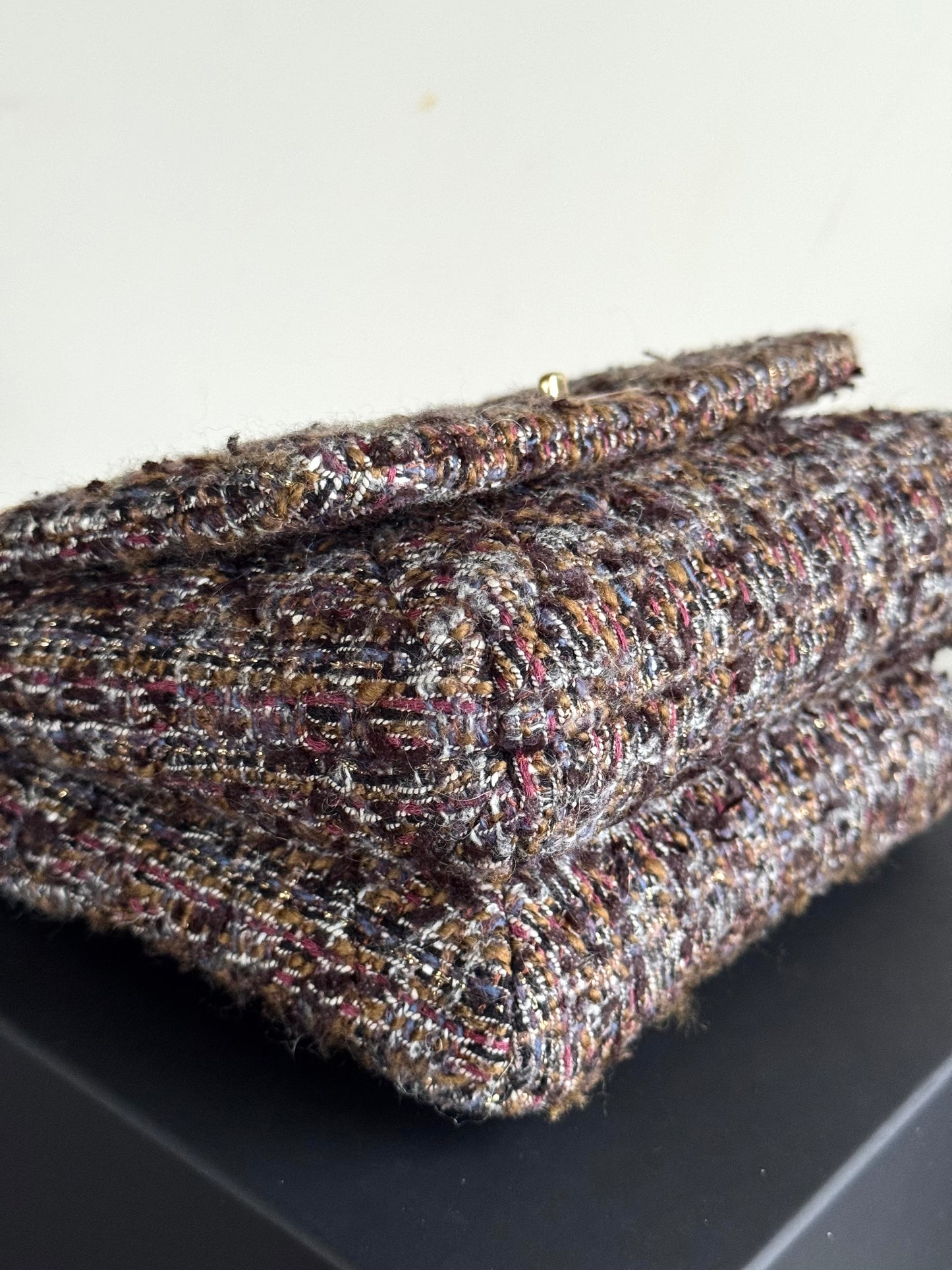 Pre-owned Chanel Knock On Wood Brown Tweed Top Handle Flap Bag