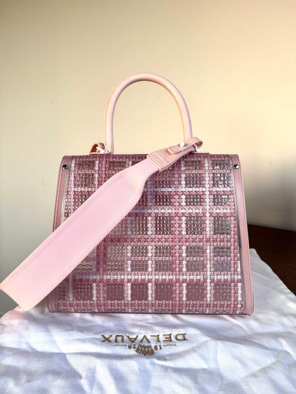 Pre-owned Delvaux Vinyl Gingham The Dreamer Brillant MM Pink Bag