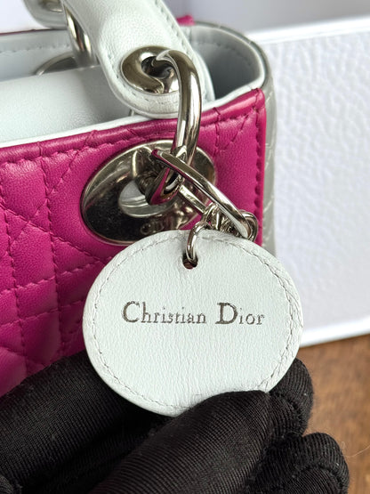 Pre-owned Dior Lady Dior Mini Multicolor Lambskin Cannage Bag