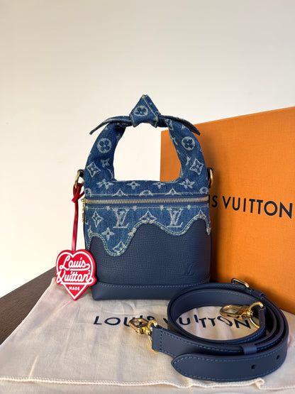 Pre-owned Louis Vuitton x Nigo Monogram Blue Denim Japanese Cruiser Bag