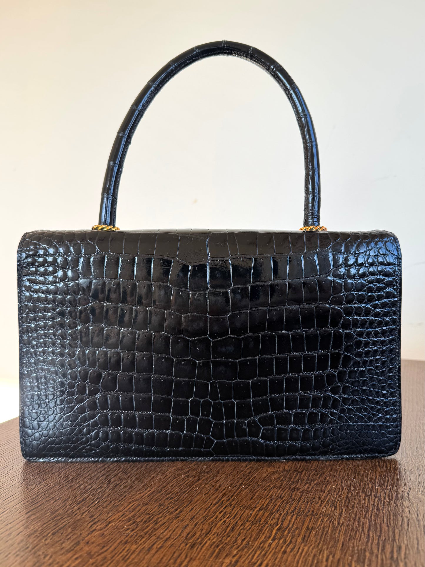 Pre-owned Hermès Vintage Escale Black Crocodile Handle Bag