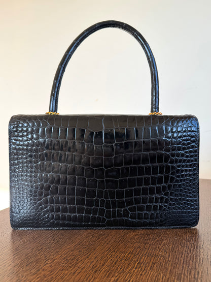 Pre-owned Hermès Vintage Escale Black Crocodile Handle Bag
