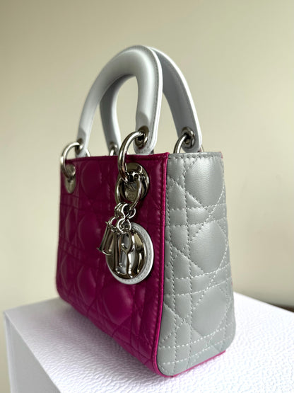 Pre-owned Dior Lady Dior Mini Multicolor Lambskin Cannage Bag