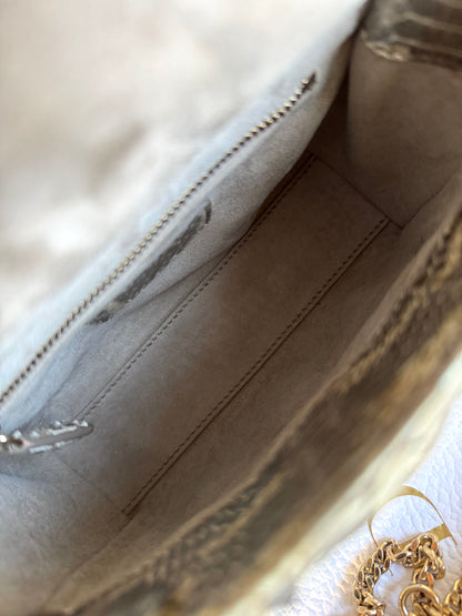 Pre-owned Dior Lady Dior Mini Metallic Grey Beige Python Bag