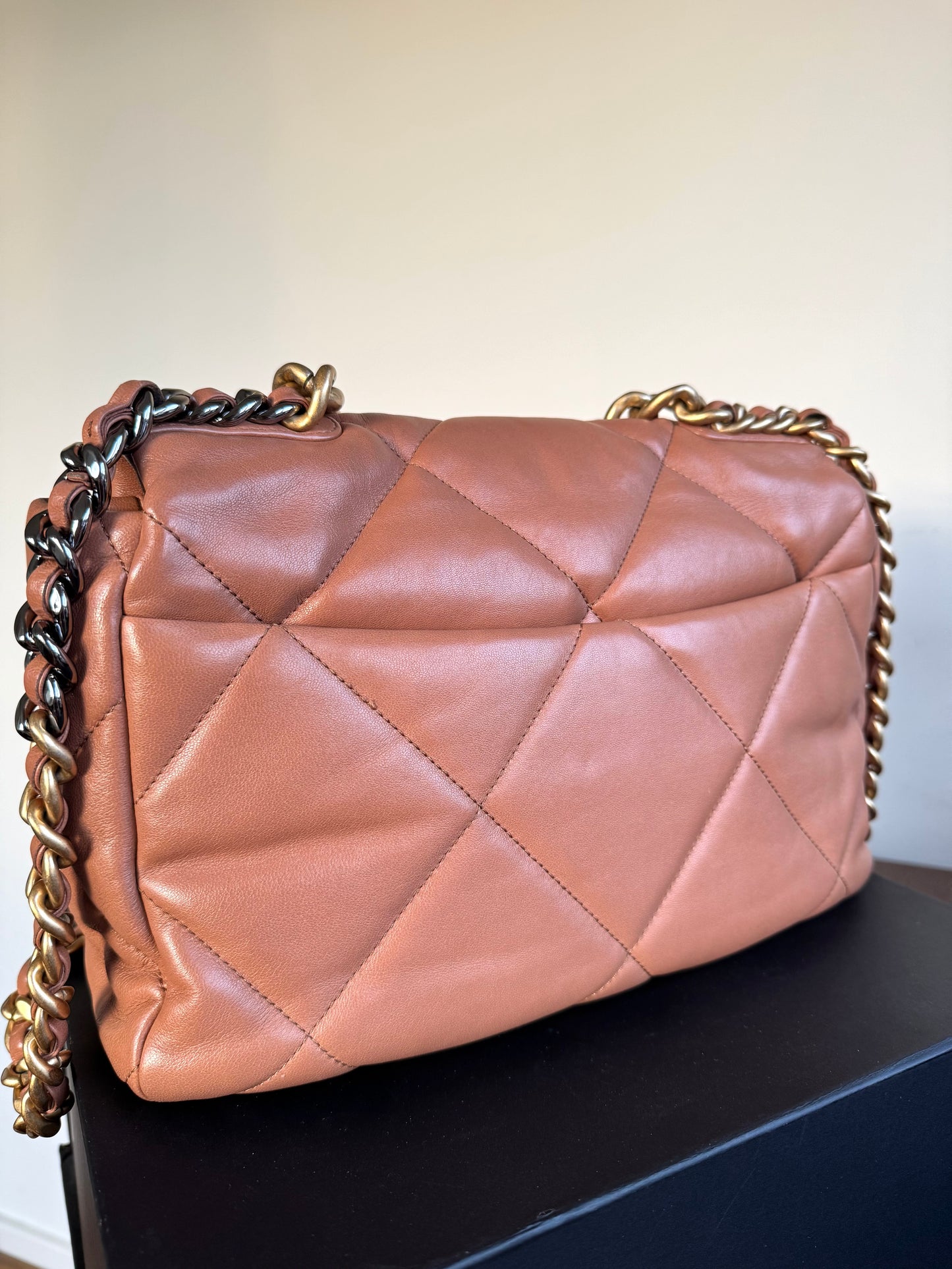 Pre-owned Chanel 19 Large Caramel Lambskin Flap Bag