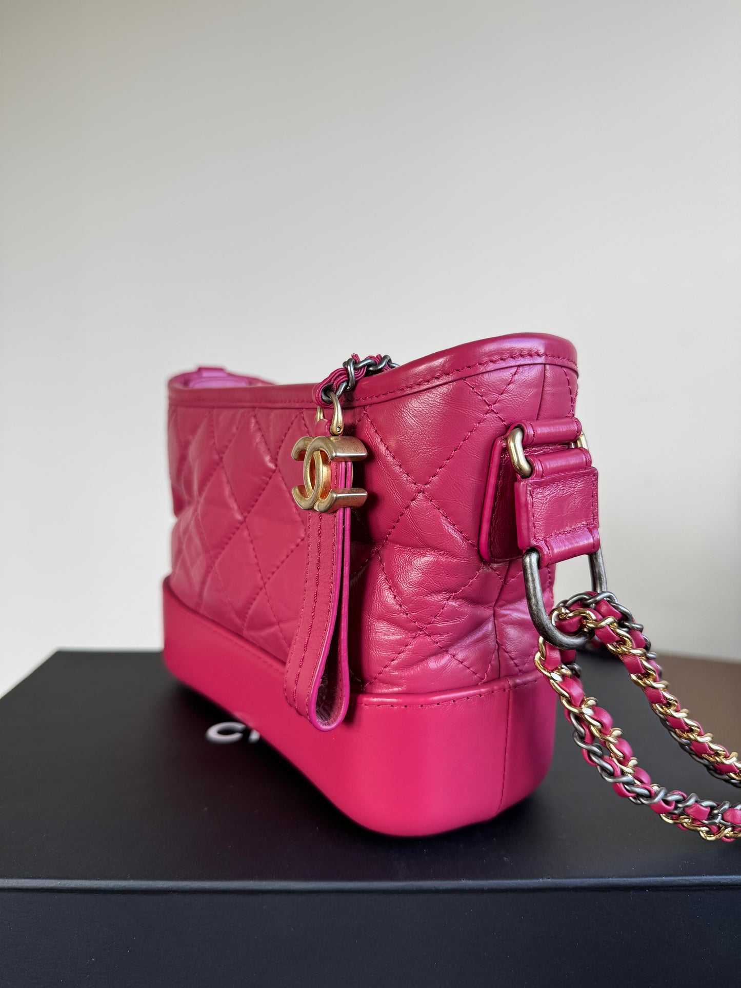 Pre-owned Chanel Gabrielle Small Rose Calfskin Hobo Bag