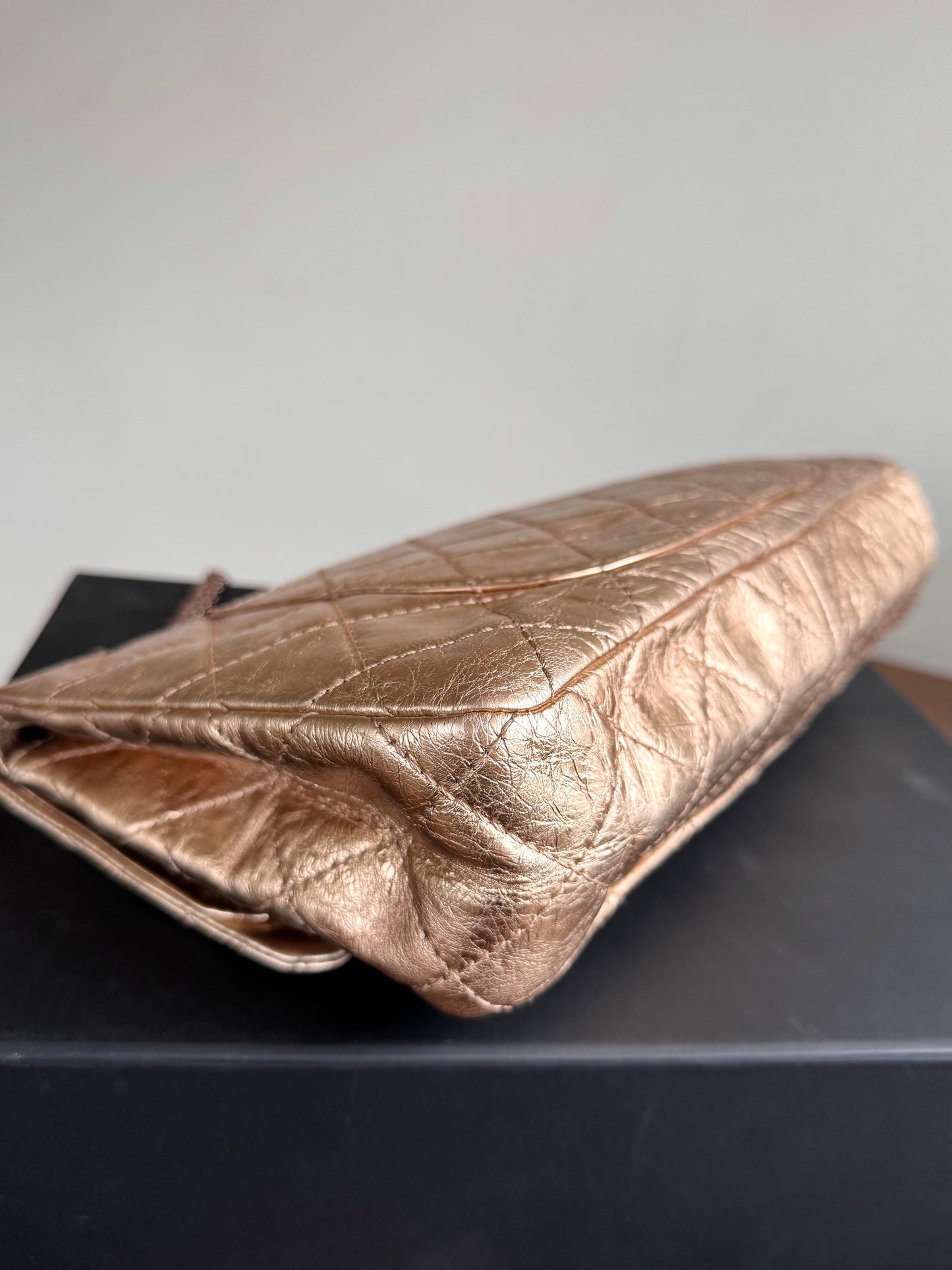 Pre-owned Chanel 2.55 Maxi Rose Gold Calfskin Leather Flap Bag