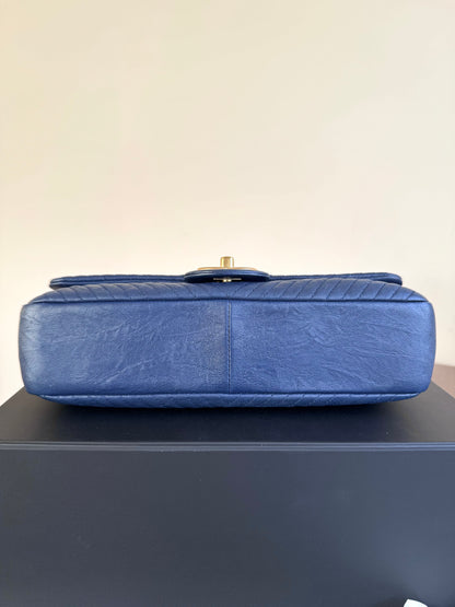 Pre-owned Chanel Timeless Standard Navy Calfskin Flap Bag