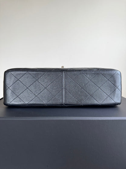 Pre-owned Chanel Timeless Classic Jumbo Black Caviar Flap Bag