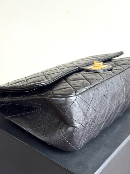 Pre-owned Chanel 2.55 Reissue Maxi 227 Black Calfskin Flap Bag