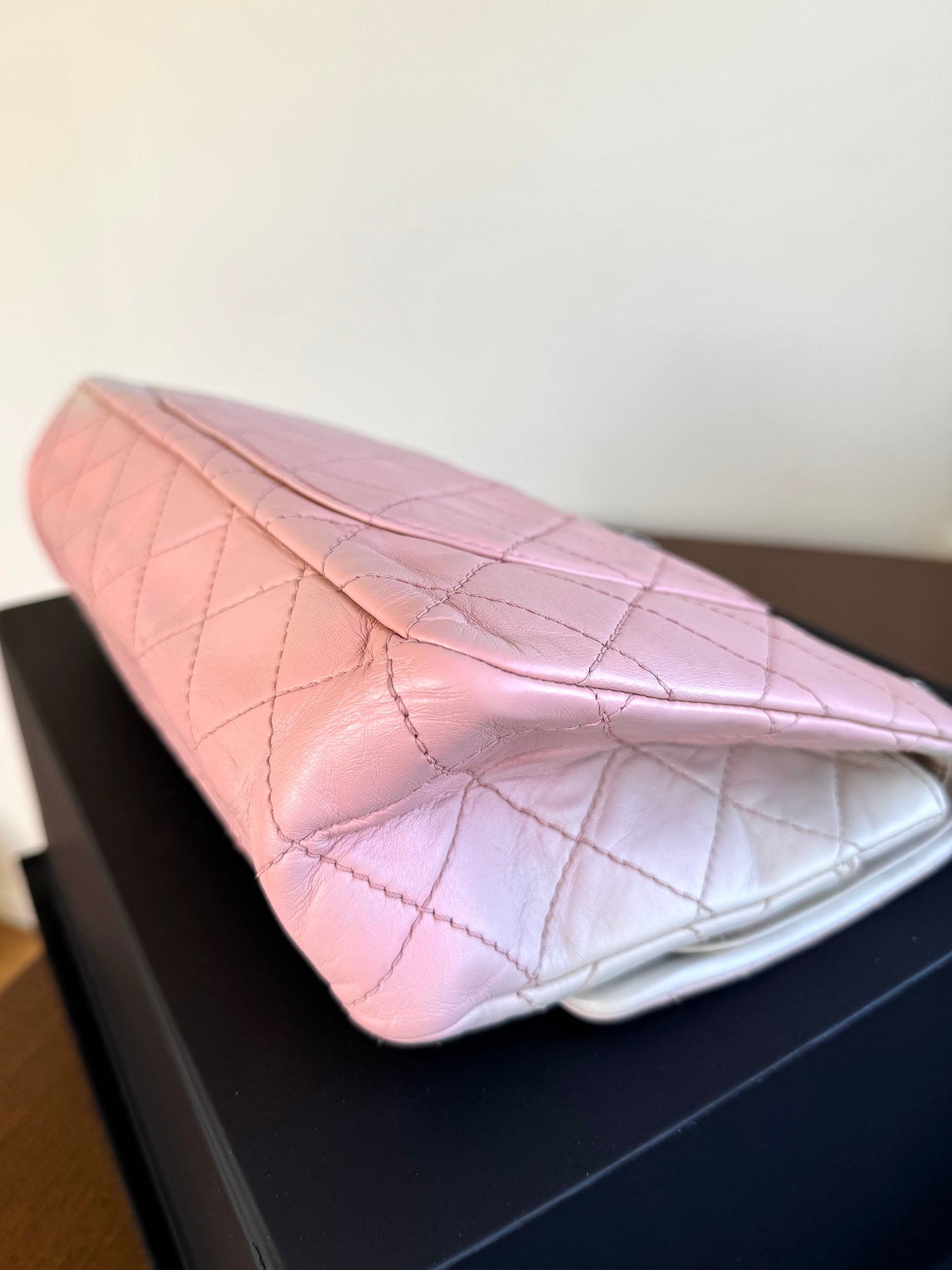 Pre-owned Chanel 2.55 Reissue Maxi 227 Rose Degrade Lambskin Flap Bag