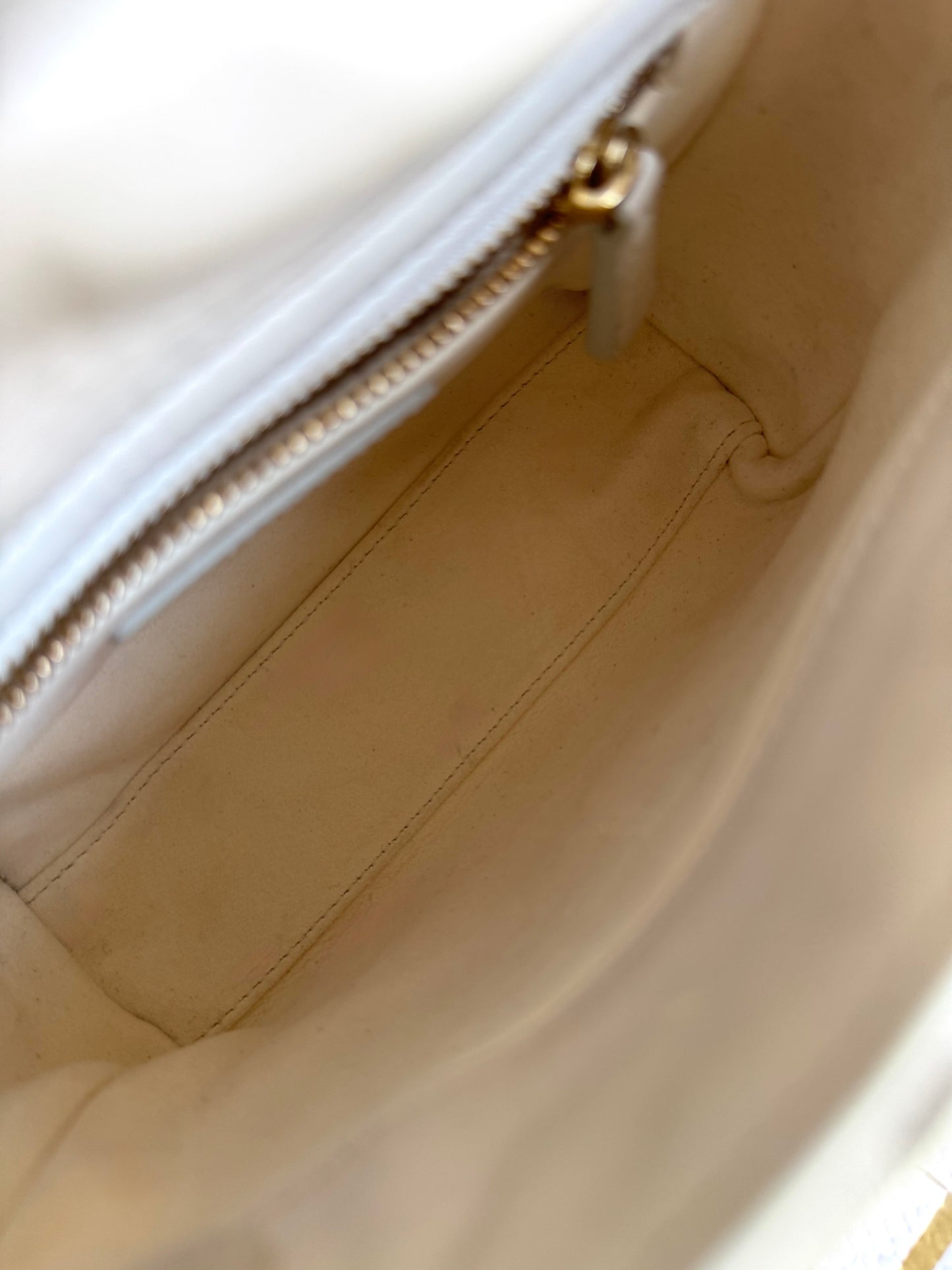 Pre-owned Dior Lady Dior Mini Off-White Eggshell Wrinkled Leather Bag