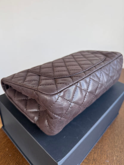 Pre-owned Chanel 2.55 Reissue Large 226 Chocolate Iridescent Leather Flap Bag