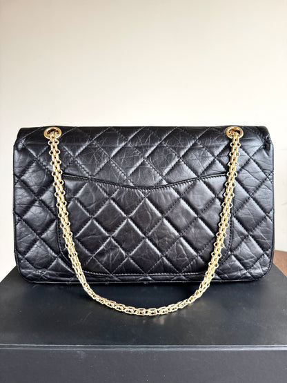Pre-owned Chanel 2.55 Reissue Maxi 227 Black Calfskin Flap Bag