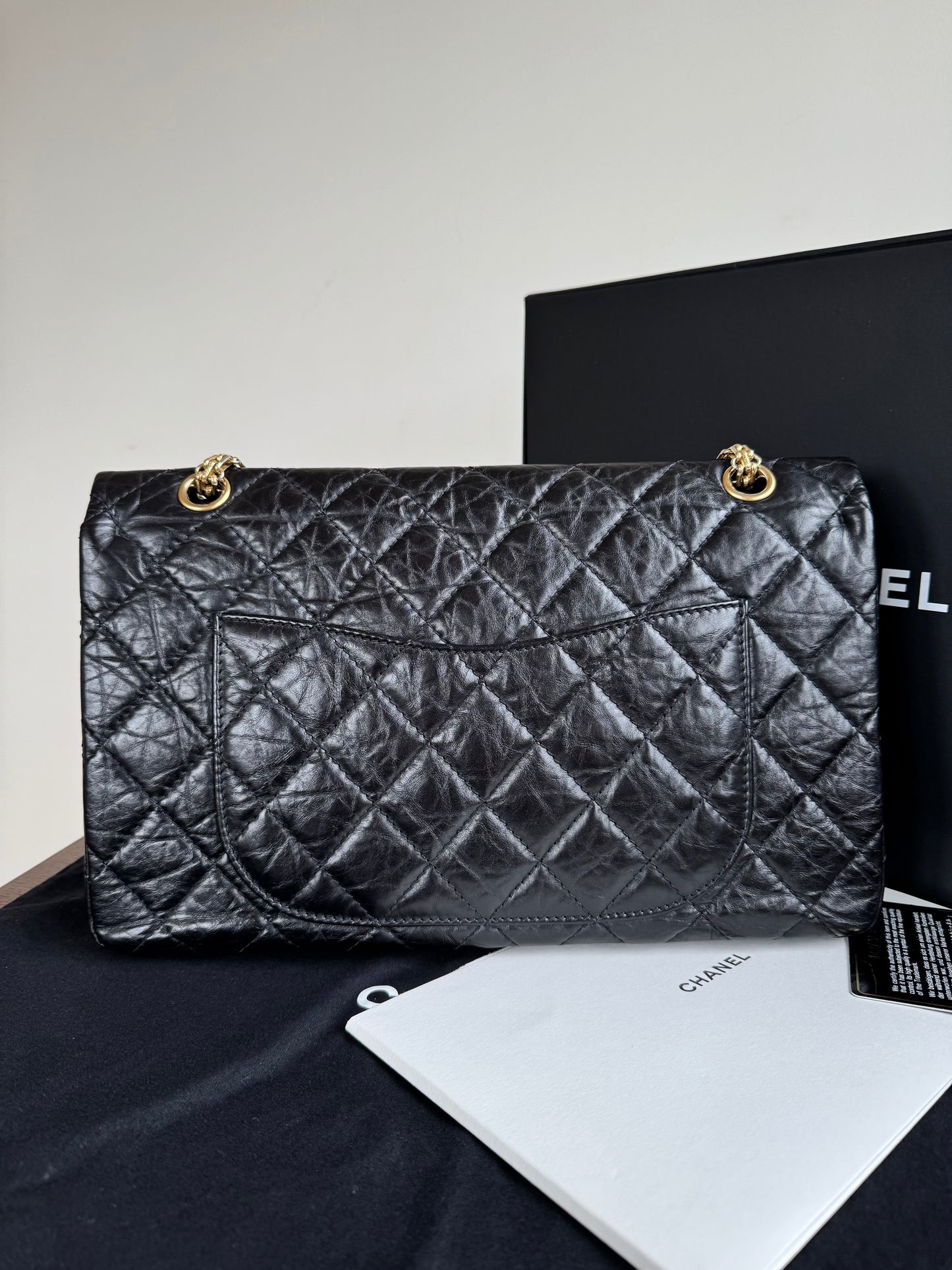 Pre-owned Chanel 2.55 Maxi 227 Black Leather Flap Bag