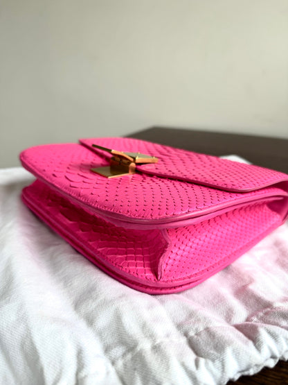 Pre-owned Céline Classic Box Medium Pink Python Bag