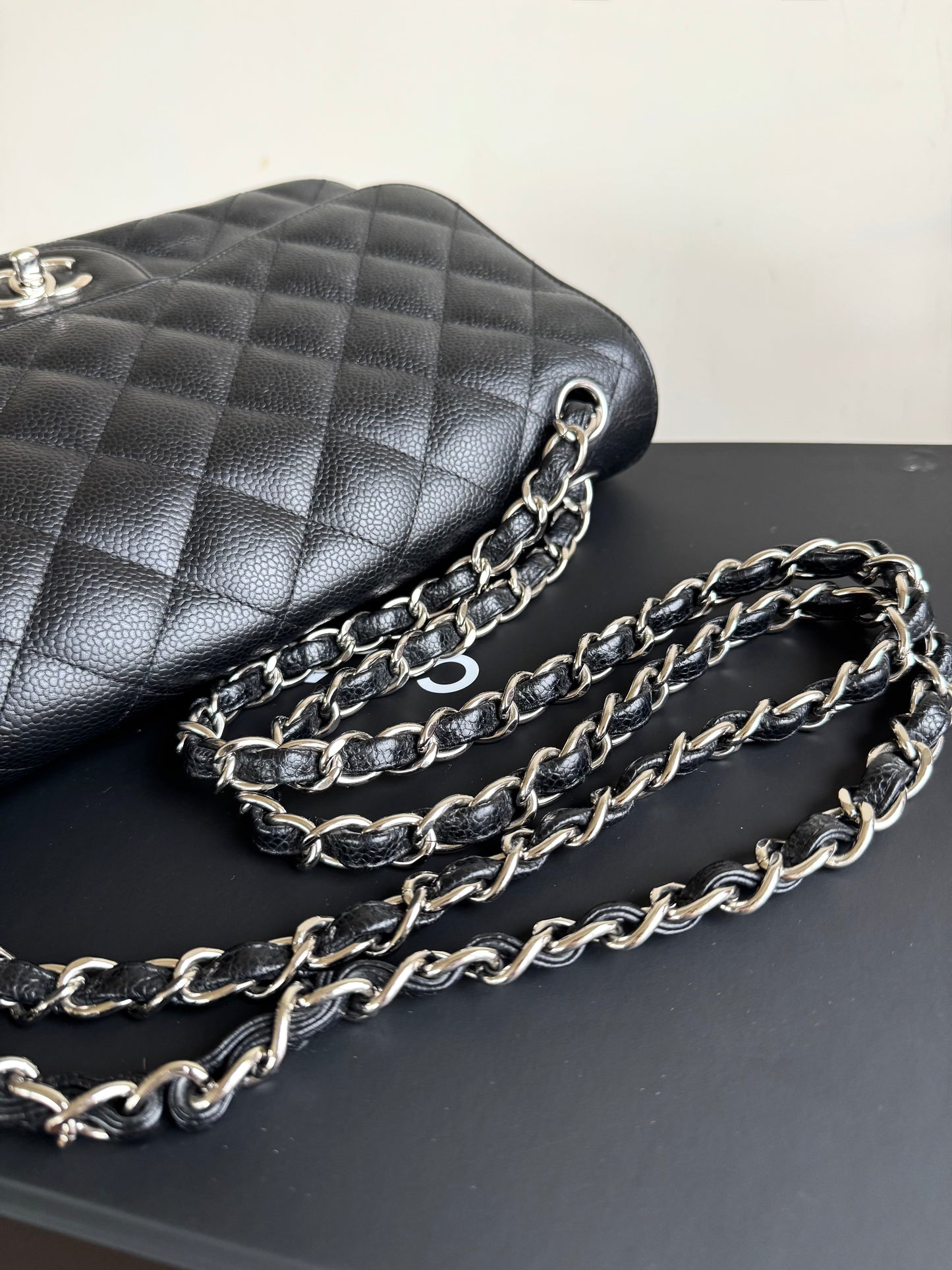 Pre-owned Chanel Timeless Classic Jumbo Black Caviar Flap Bag