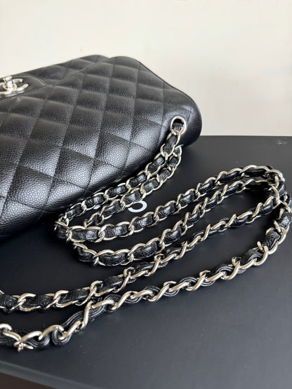 Pre-owned Chanel Timeless Classic Jumbo Black Caviar Flap Bag