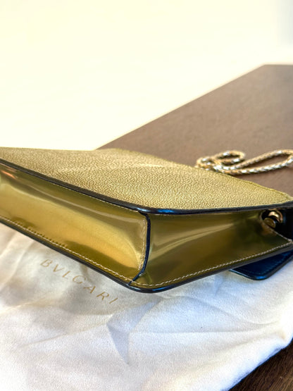 Pre-owned Bvlgari Serpenti Forever Small Gold Stingray Shoulder Bag