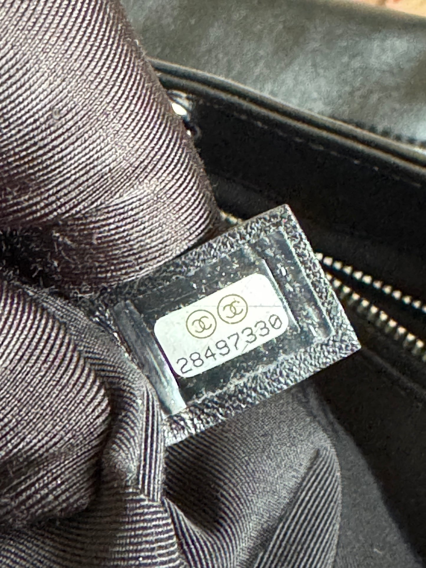 Pre-owned Chanel 31bag Large Black Purple Waxed Leather Tote Bag