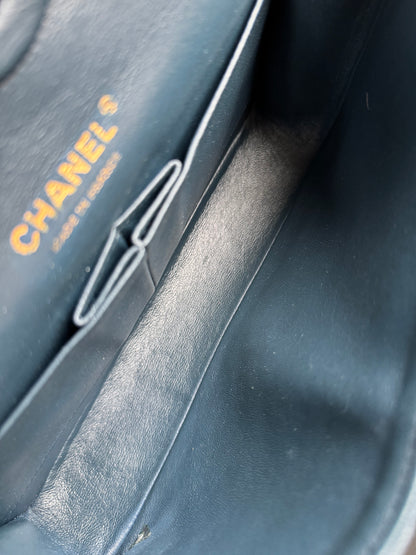 Pre-owned Chanel Timeless Classic Medium Marine Blue Lambskin Flap Bag