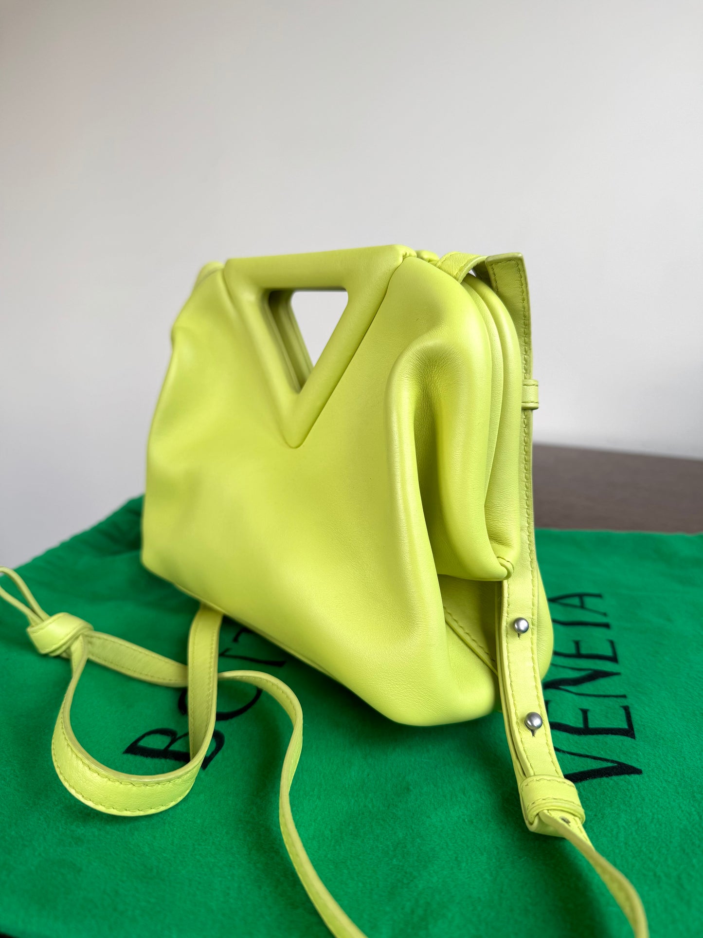 Pre-owned Bottega Veneta Point Small Seagrass Leather Bag