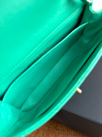 Pre-owned Chanel Timeless Extra Mini Green Leather Flap Bag
