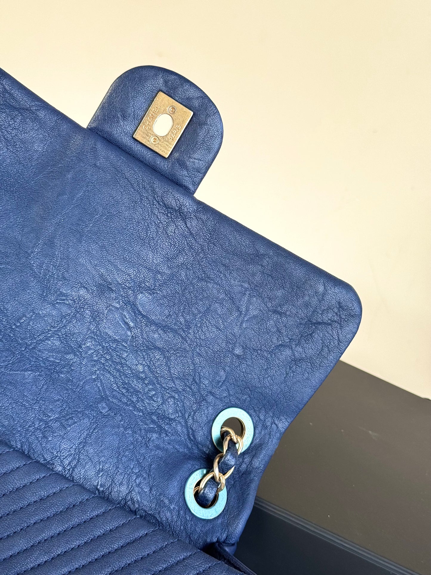 Pre-owned Chanel Timeless Standard Navy Calfskin Flap Bag