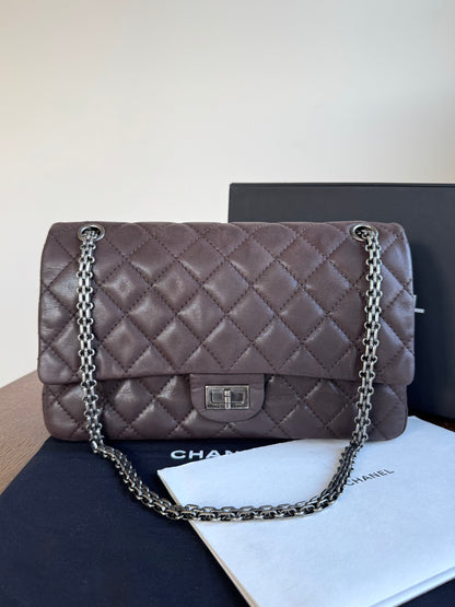Pre-owned Chanel 2.55 Reissue Large 226 Chocolate Iridescent Leather Flap Bag