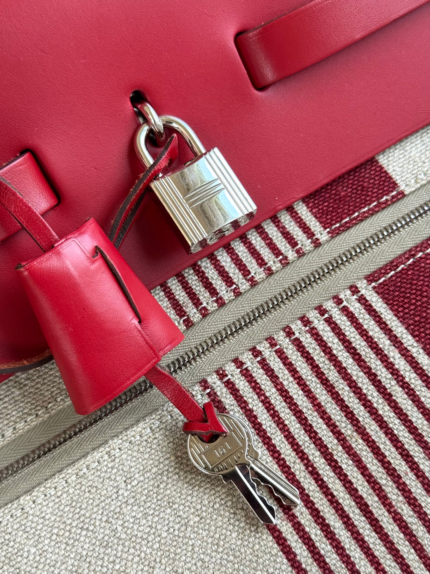 Pre-owned Hermès Herbag Zip 50 Printed Toile Leather Travel Bag